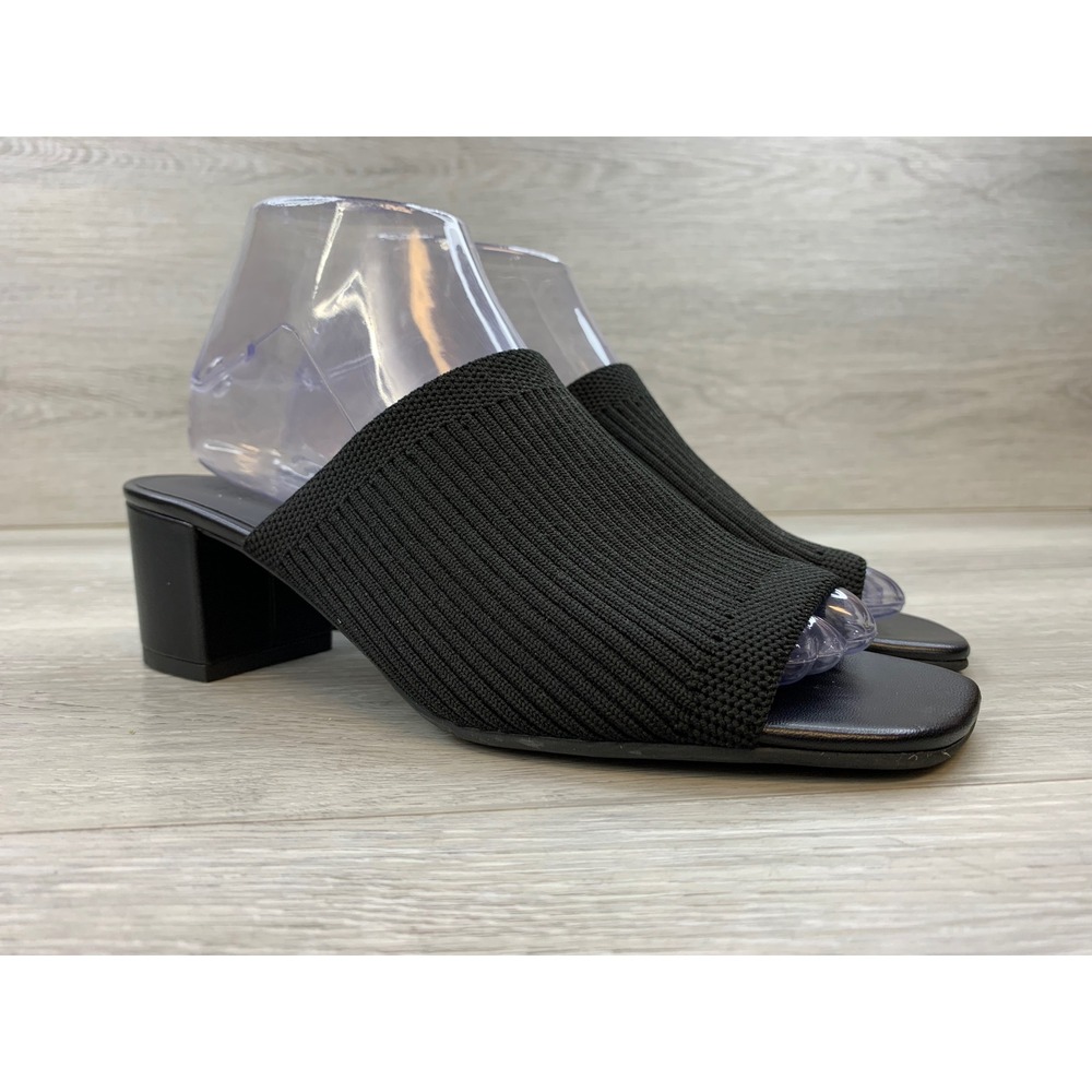 Everlane The Glove Heeled Sandal Black Ribbed Knit Block Heel Mule Women's 7.5